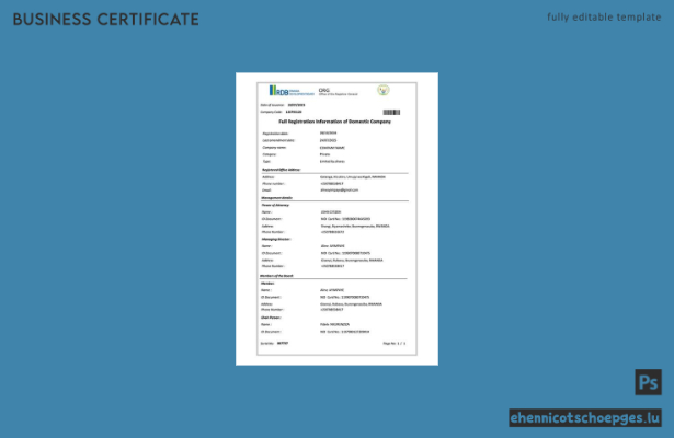 Vollständige Registrierungsinformationen für inländische Unternehmen in Ruanda (Word- und PDF-Beispielvorschau)